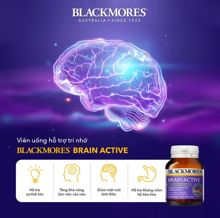 Viên uống bổ não tăng cường trí nhớ Blackmores Brain Active - Hình ảnh 2