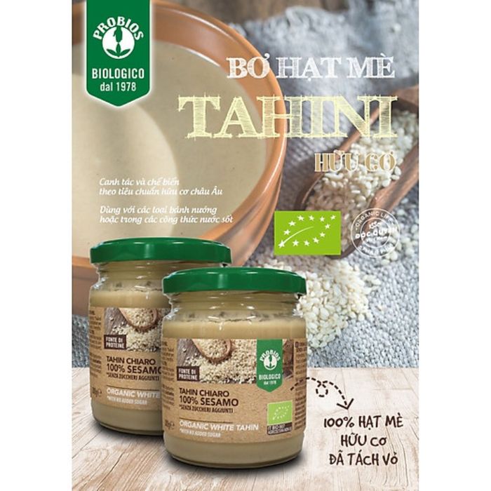 Hình ảnh Bơ Hạt Vừng Tahini Bóc Vỏ Hữu Cơ Organic White Tahin Probios 2