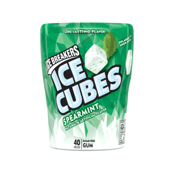 Hình ảnh kẹo Gum Nhai Không Đường – Ice Breakers Ice Cubes Spearmint 2