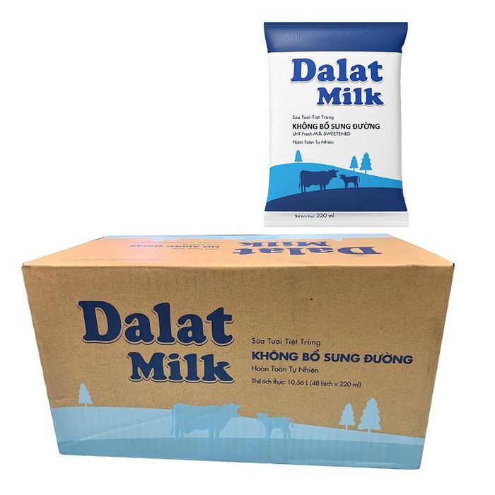 Sữa tươi tiệt trùng không đường Dalatmilk - Hình ảnh 1