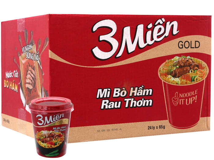 Hình ảnh 2 của Mì Ly 3 Miền Gold Vị Bò Hầm Rau Thơm dạng ly