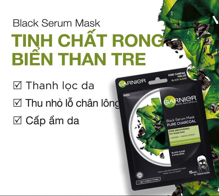 Mặt Nạ Tinh Chất Rong Biển và Than Tre Garnier ảnh 1
