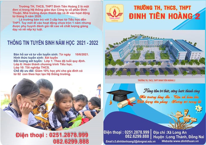 Trường Tiểu học, Trung học cơ sở, Trung học phổ thông Đinh Tiên Hoàng 2 - Hình ảnh 1