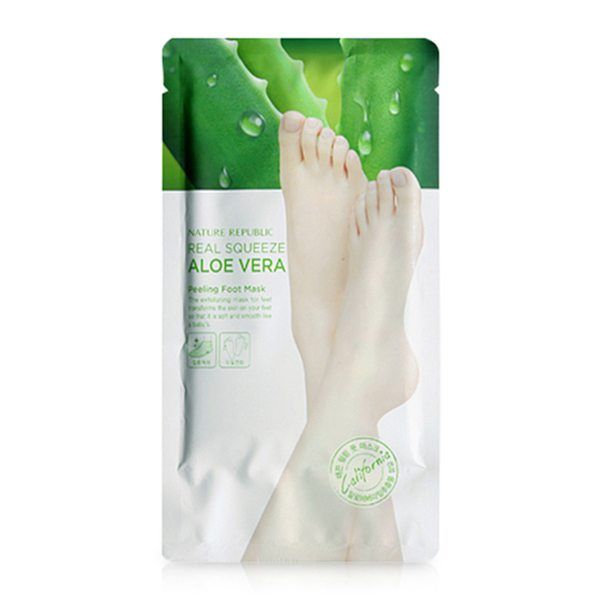 MẶT NẠ CHÂN NATURE REPUBLIC REAL SQUEEZE ALOE VERA PEELING FOOT MASK hình 2