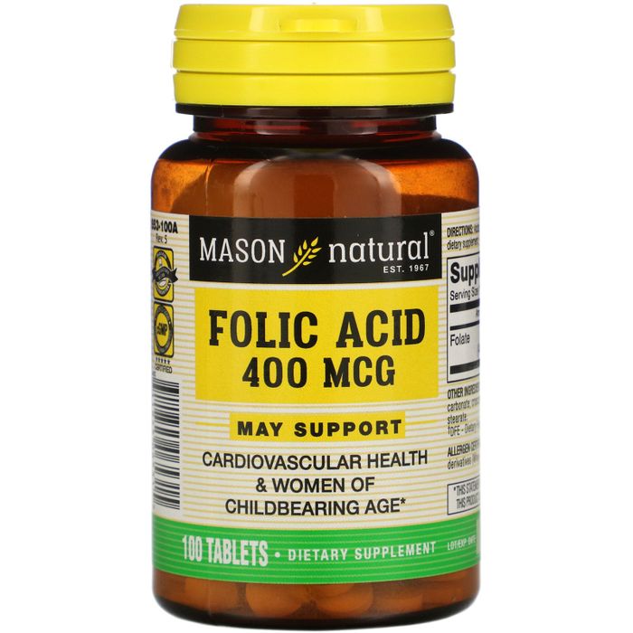 Mason Natural Folic Acid 400mcg hình ảnh 1