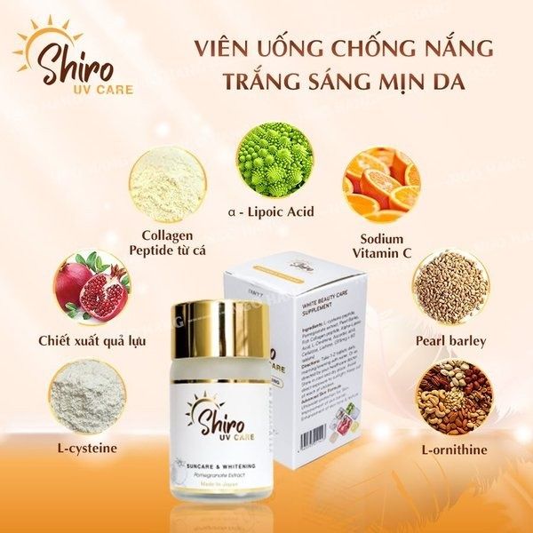 Viên Uống Trắng Da và Chống Nắng Shiro UV Care Suncare Whitening hình ảnh 1