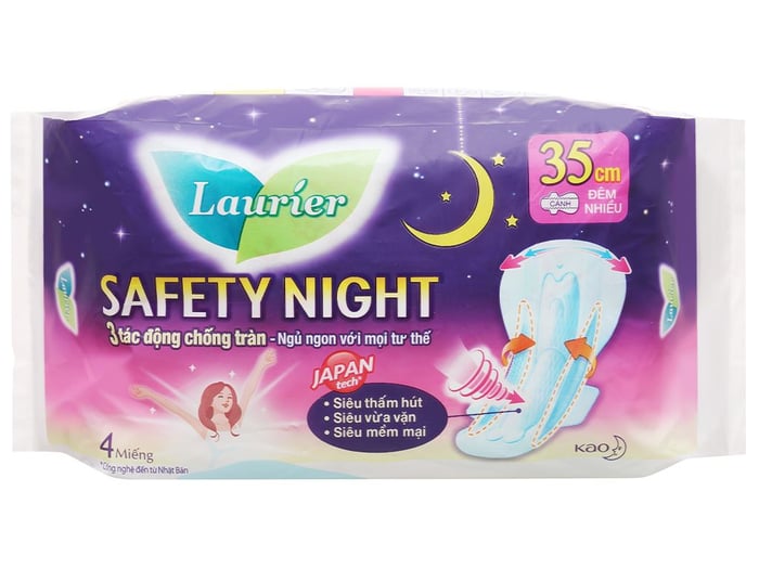 Hình ảnh Băng vệ sinh ban đêm Laurier Safety Night siêu bảo vệ 35cm 2