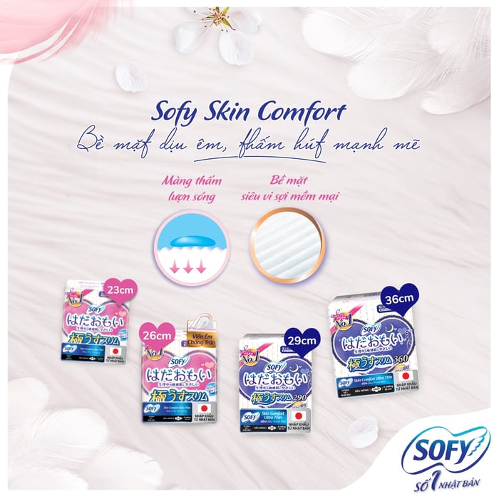 Hình ảnh Băng Vệ Sinh Sofy Skin Comfort Siêu Mỏng Đêm Cánh 2