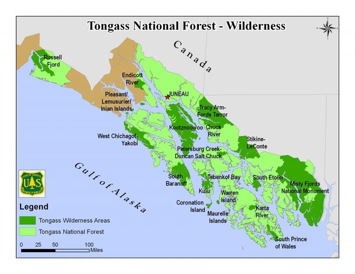 Vị trí của rừng Tongass (khu vực màu xanh) - Ảnh 2