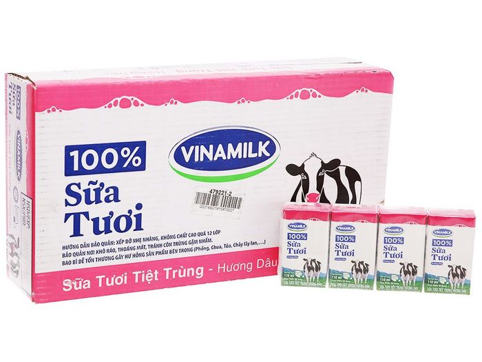 Sữa tươi tiệt trùng Vinamilk 100% Sữa Tươi hương dâu - Hình ảnh 2