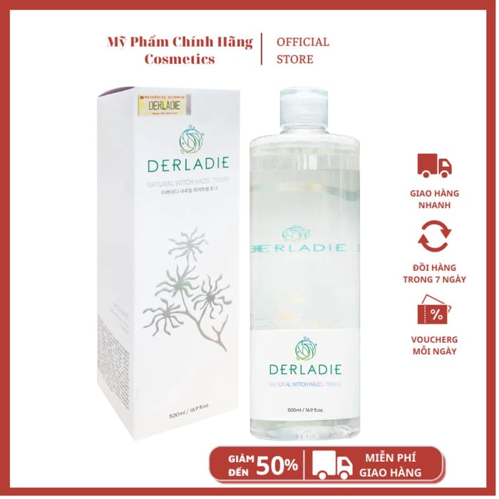 Nước Hoa Hồng Se Khít Lỗ Chân Lông Derladie Natural Witch Hazel Toner – Hình 1