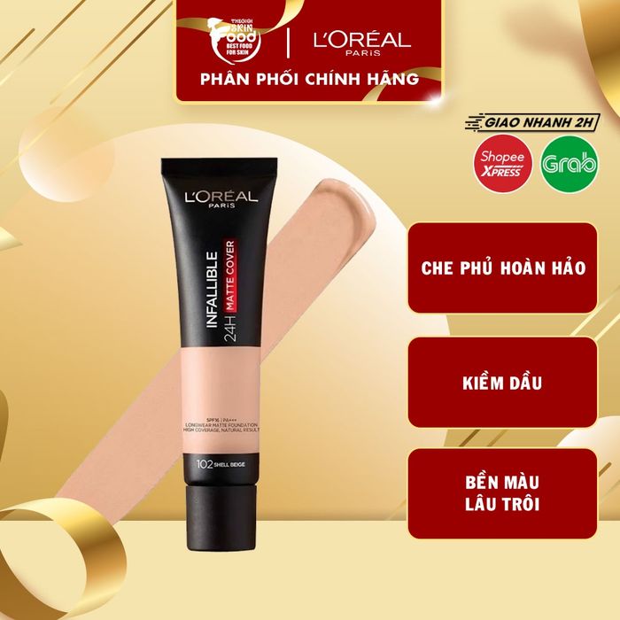 Kem Nền Kiềm Dầu và Lâu Trôi L'Oreal Infallible 24H Matte Cover Foundation SPF16 PA+++ - Hình 2