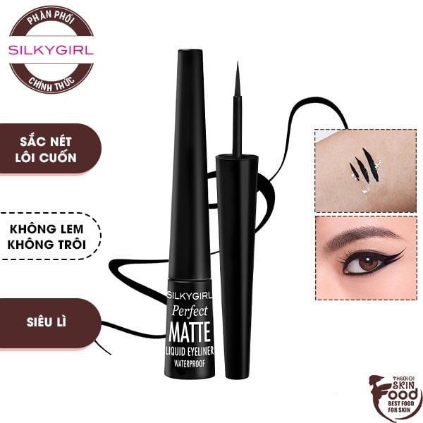 Hình ảnh 2 của Bút Kẻ Mắt Nước Siêu Lì, Chống Lem Silkygirl Perfect Matte Liquid Eyeliner Waterproof