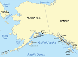 Bản đồ hiển thị Vịnh Alaska