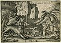 Hercules bắt Kerberos, được chạm khắc bởi Sebald Beham (1540)