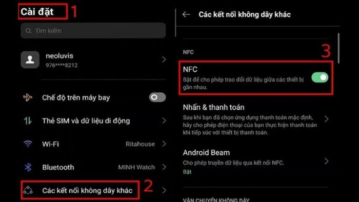 Hướng dẫn bật NFC trên OPPO - phương pháp 2 bước 1