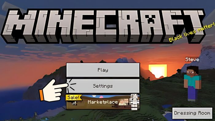 Chọn mục Cài đặt (Settings) trong Minecraft