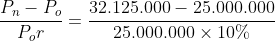 rac{P_{n}-P_{o}}{P_{o}r} = rac{32.125.000-25.000.000}{25.000.000 	imes 10%}