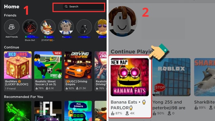 Hướng dẫn nhập mã code Banana Eats Roblox bước 1