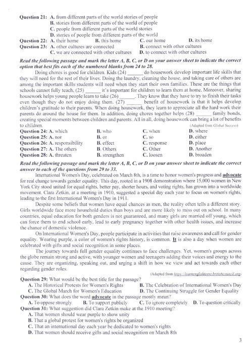 Đề thi tham khảo tiếng Anh THPT Quốc gia 2025 Câu 21-31
