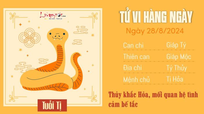 Tử vi ngày 28/8/2024 - Tuổi Tị