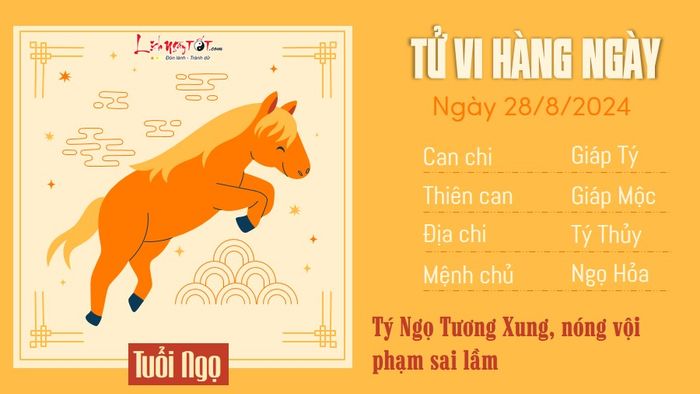 Tử vi ngày 28/8/2024 - Tuổi Ngọ