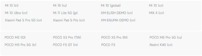 Những thiết bị Xiaomi mới nhất trong danh sách dừng cập nhật