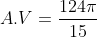 A. V = rac{124π}{15}