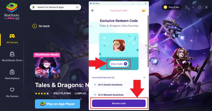 Mã giftcode độc quyền của trò chơi Tales & Dragons: NewJourney chỉ dành cho người dùng BlueStacks