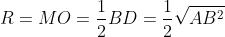 R = MO = \frac{1}{2} BD = \frac{1}{2} \sqrt{AB^{2} + AD^{2}} = \frac{1}{2} \sqrt{4a^{2} + a^{2}} = \frac{a\sqrt{5}}{2}