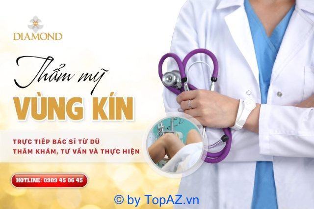 Thẩm mỹ công nghệ cao Diamond cung cấp dịch vụ làm đẹp vùng kín, được thực hiện bởi đội ngũ bác sĩ từ bệnh viện Từ Dũ