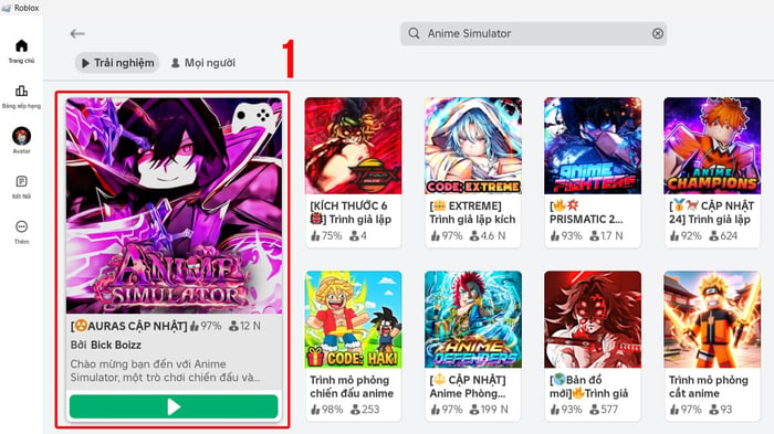 Hướng dẫn nhập code Anime Simulator - Bước 1