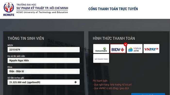 Hướng dẫn nộp học phí cho Đại Học Sư Phạm TPHCM thông qua dịch vụ ngân hàng