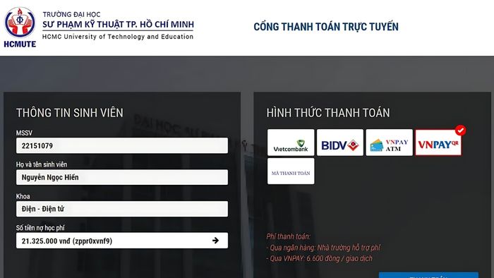 Hướng dẫn đóng học phí tại Đại học Sư phạm TPHCM qua VNPAY