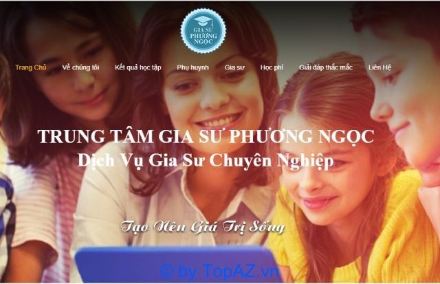 Giao diện trang web của Trung tâm gia sư Phương Ngọc