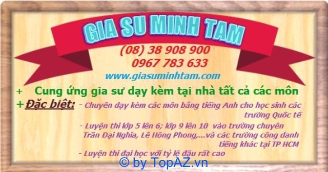 Trung tâm gia sư Minh Tâm cung cấp gia sư cho tất cả các môn học.