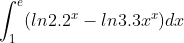 \int_{1}^{e} (ln2 cdot 2^{x} - ln3 cdot 3x^{{x}}) dx