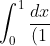 \int_{0}^{1}\frac{dx}{(1+x)^{3}} = \int_{1}^{2}(1+x)^{-3}d(x)