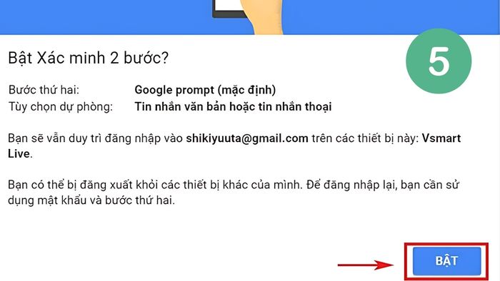 Hoàn tất cài đặt 2FA trên Google