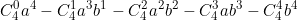 \small C_{4}^{0}a^{4} - C_{4}^{1}a^3b - C_{4}^{2}a^2b^2 - C_{4}^{3}ab^3 - C_{4}^{4}b^4