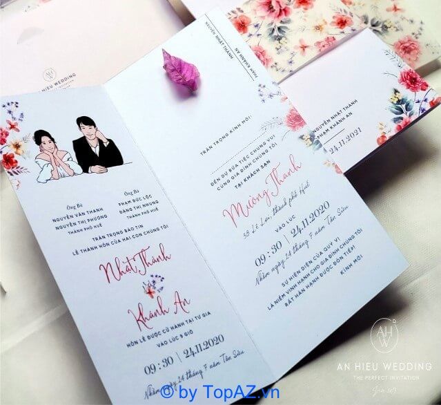 Thiệp cưới đẹp, tinh tế và đơn giản do An Hiếu Wedding thiết kế và in ấn