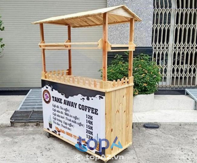 xe đẩy cà phê bằng gỗ tại TPHCM