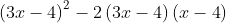 {\left(3x - 4\right)^2} - 2 \left(3x - 4\right) \left(x - 4\right) + {\left(4 - x\right)^2}