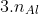 3 . {n_{Al}}^{} + 2 . {n_{Mg}}^{} = 2 . {n_{H_2}}^{} = 2 . \frac{0,8}{2} (1)