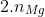 2 . {n_{Mg}}^{} + 3 . {n_{Al}}^{} = 1,4 (2)