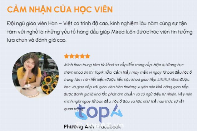 Đánh giá về khóa học tiếng Hàn cơ bản của Trung tâm Mirea