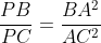 Tỉ số rac{PB}{PC} = rac{BA^{2}}{AC^{2}}