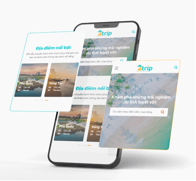 Giao diện website 2trip.vn - Chuyên đánh giá villa, resort du lịch