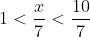 1 < x chia 7 < 10 chia 7