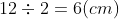 12 \div 2 = 6 (cm)